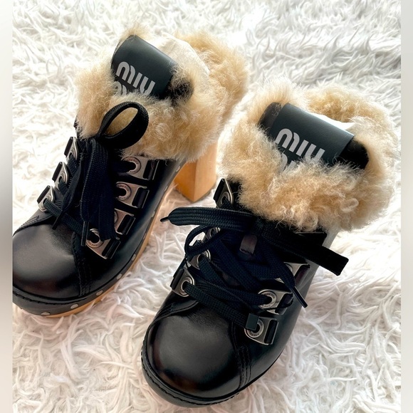 Miu Miu Winter Platform Mules in Black NWT - Picture 12 of 15